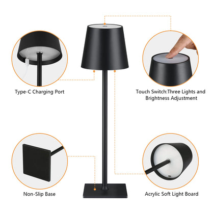 Lampe de Table Tactile Classique sans fil rechargeable USB-C